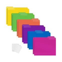 Better Office Heavy-Duty File Folders, 1/3-Cut Tab, Letter Size, Polypropylene, Neon Assorted Colors, 12/Pack (89021-12PK)