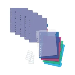 Better Office Index Poly Dividers, #5, Assorted Colors, 12/Pack (63512-12PK)
