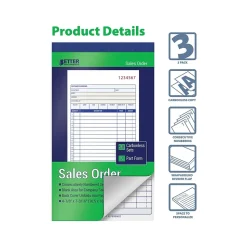 Better Office 2-Part Carbonless Sales Order Book, 4.13" x 7.19", 50 Sets/Book, 3 Books/Pack (66003-3PK)