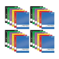 Better Office 1-Subject Notebooks, 8" x 10.5", Wide Ruled, 70 Sheets, 24/Pack (25624-24PK)