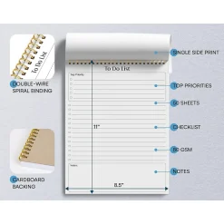 Better Office To-Do List Notepad, 8.5" x 11", Project-Ruled, White/Black, 50 Sheets/Pad (25822)