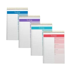 Better Office To-Do List Notepads, 7" x 10", Project-Ruled, Assorted Colors, 52 Sheets/Pad, 4 Pads/Pack (25821-4PK)