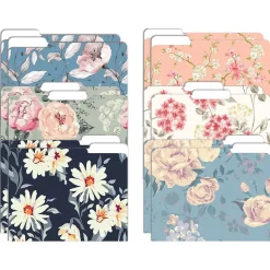 Better Office Traditional Floral Heavyweight File Folders, 1/3-Cut Tab, Letter Size, Assorted Colors, 12/Pack (80010-12PK)