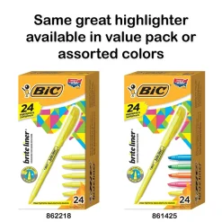 BIC Brite Liner Stick Highlighter, Chisel Tip, Yellow, Dozen (65550)