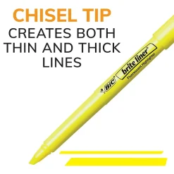 BIC Brite Liner Stick Highlighter, Chisel Tip, Yellow, Dozen (65550)