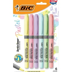 BIC Brite Liner Stick Highlighter with Grip, Chisel Tip, Assorted Pastel Colors, 6/Pack (GBLDP61-AST )