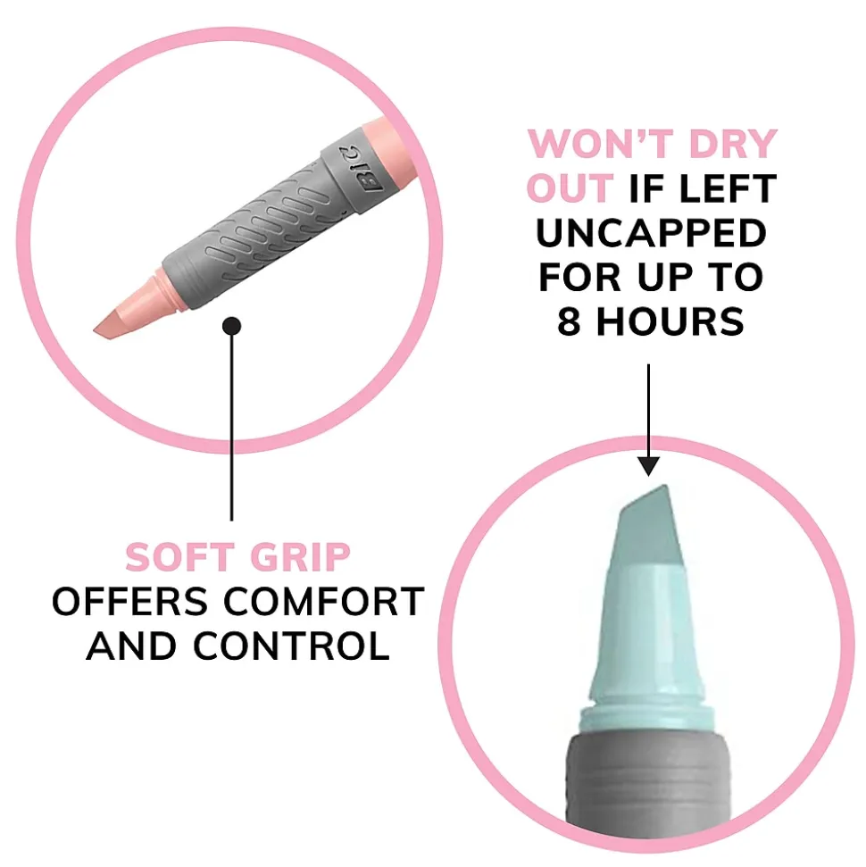 BIC Brite Liner Stick Highlighter with Grip, Chisel Tip, Assorted Pastel Colors, 6/Pack (GBLDP61-AST )