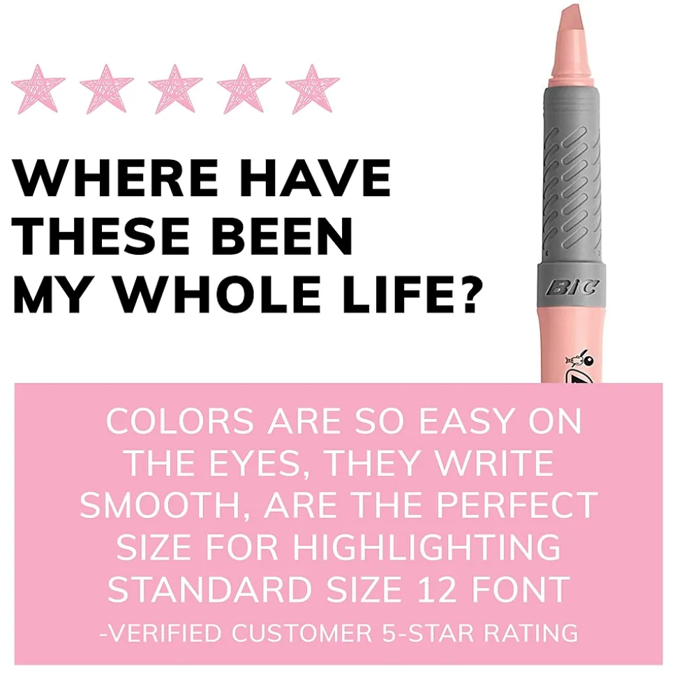 BIC Brite Liner Stick Highlighter with Grip, Chisel Tip, Assorted Pastel Colors, 6/Pack (GBLDP61-AST )