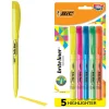 BIC Brite Liner Stick Highlighters, Chisel, Assorted, 5/Pack (BLP51W-AST)