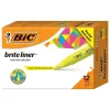 BIC Brite Liner Stick Highlighters with Grip, Chisel Tip, Yellow, Dozen (BLMG11-YEL)