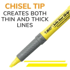 BIC Brite Liner Stick Highlighter with Grip, Chisel Tip, Assorted, 5/Pack (31257)