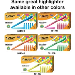 BIC Brite Liner Stick Highlighters, Chisel Tip, Assorted Colors, Dozen (BL11-AST)