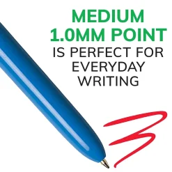 BIC 4-Color Retractable Ballpoint Pen, Medium Point, Multicolor Ink (24623/MM11)