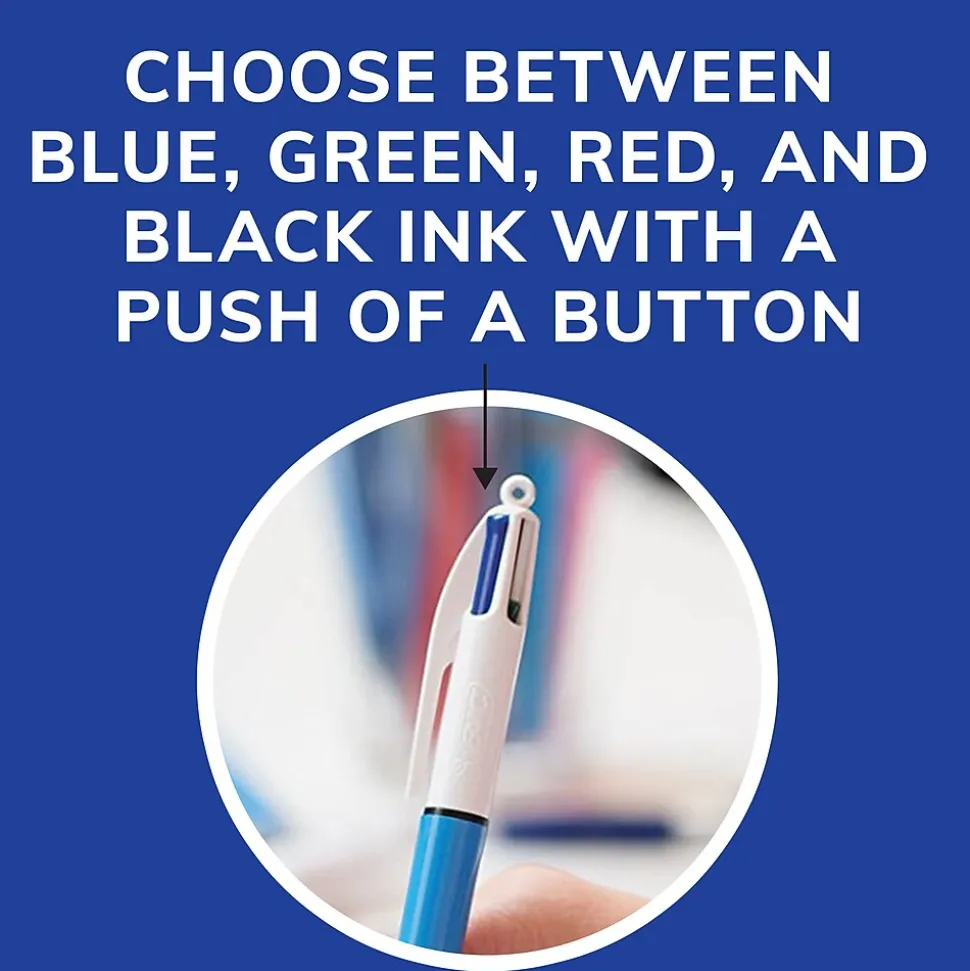 BIC 4-Color Retractable Ballpoint Pen, Medium Point, Multicolor Ink (24623/MM11)