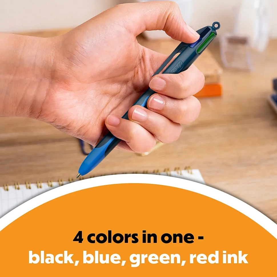 BIC 4-Color Smooth Retractable Ballpoint Pen, Medium Point, Assorted Ink, 3/Pack (MMSP3-AST)
