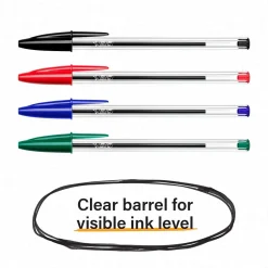 BIC Cristal Ballpoint Pens, Medium Point, Red Ink, Dozen (10128/MS11RD)