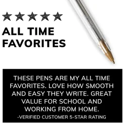 BIC Cristal Xtra Smooth Ballpoint Penss, Medium Point, 0.1mm, Black Ink, Dozen (MS11BK)