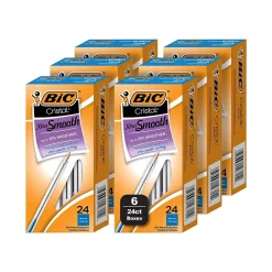 BIC Cristal Xtra Smooth Ballpoint Pen, Medium Point, Blue Ink, 24/Box, 6 Boxes/Pack (MS144E-BLU)