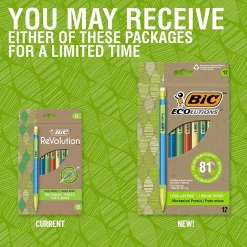 BIC Ecolutions Mechanical Pencils, 0.7mm, #2 Medium Lead, Dozen (MPE12-BLK)