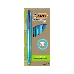 BIC ECOlutions Retractable Gel Pen, Medium Point, 1.0 mm, Blue Ink, 12/Pack (RGLE11-BLU)