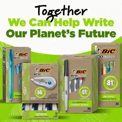 BIC Ecolutions Round Stic Ballpoint Pens, Medium Point, Black Ink, 50/Pack (GSME509-BLK)