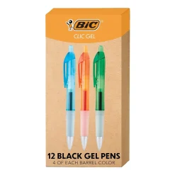 BIC Intensity Clic Gel Pen, 0.7mm, Black Ink, Dozen (RNCX11-BLK)