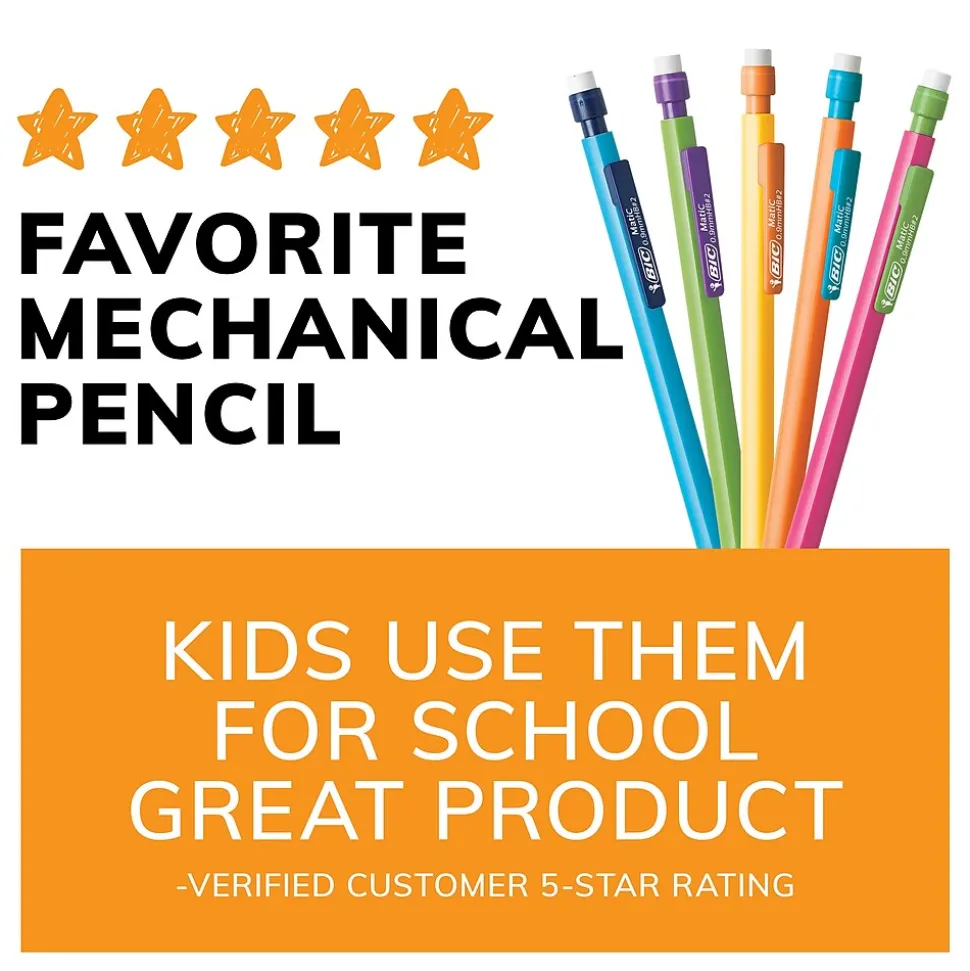 BIC Mechanical Pencils, Assorted Sizes, #2 Lead, 60/Pack (WX7TG026-BLK)