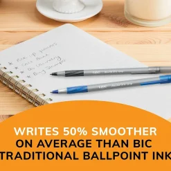 BIC Round Stic Grip Xtra Comfort Ballpoint Pen, Medium Point, Blue Ink, 24/Box, 6 Boxes/Pack (GSMG144E-BLU)