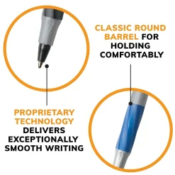 BIC Round Stic Grip Xtra Comfort Ballpoint Pen, Medium Point, Blue Ink, 24/Box, 6 Boxes/Pack (GSMG144E-BLU)