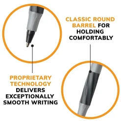 BIC Round Stic Grip Xtra Comfort Ballpoint Pens, Fine Point, 0.8mm, Black Ink, Dozen (13902)
