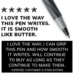 BIC Round Stic Grip Xtra Comfort Ballpoint Pens, Fine Point, 0.8mm, Black Ink, Dozen (13902)