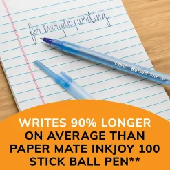 BIC Round Stic Xtra Life Ballpoint Pens, Medium Point, 1.0mm, Blue Ink, 60/Pack (GSM609BE)