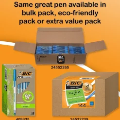 BIC Round Stic Xtra Life Ballpoint Pens, Medium Point, 1.0mm, Blue Ink, 60/Pack (GSM609BE)