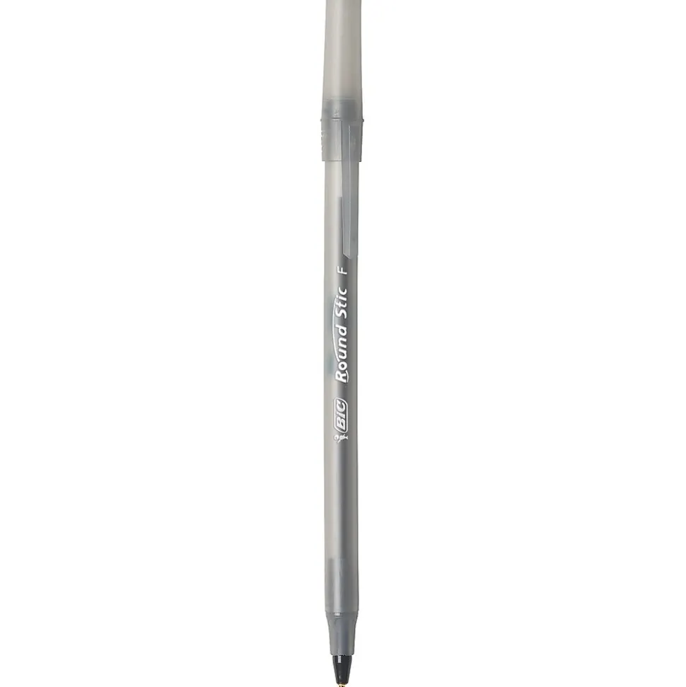 BIC Round Stic Xtra Precision Ballpoint Pens, Fine Point, 0.8mm, Black Ink, Dozen (20129/GSF11BK)