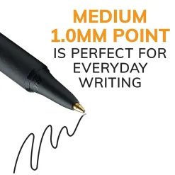BIC Soft Feel Retractable Ballpoint Pen, Medium Point, Black Ink, 36/Pack (SCSM361BLK)