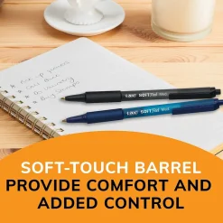 BIC Soft Feel Retractable Ballpoint Pens, Medium Point, 1.0mm, Black Ink, Dozen (SCSM11BLK)