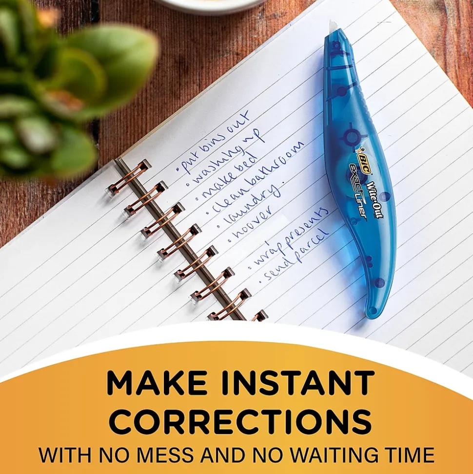 BIC Wite-Out Exact Liner Correction Tape, White, 4/Pack (WOELP418)