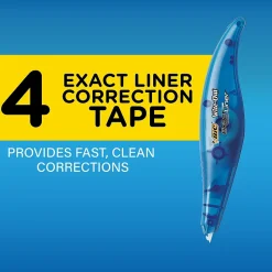 BIC Wite-Out Exact Liner Correction Tape, White, 4/Pack (WOELP418)