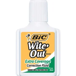 BIC Wite-Out Extra Coverage Correction Fluid, 20 ml., White (50624/WOFEC12)