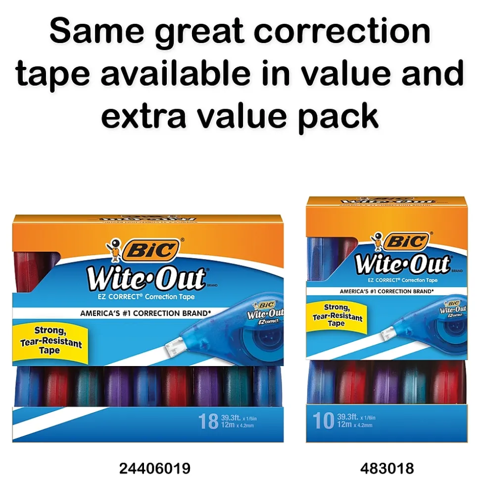 BIC Wite-Out EZ Correct Correction Tape, White, 2/Pack (50592)
