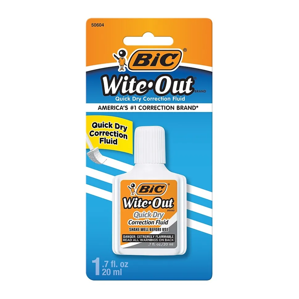 BIC Wite-Out Quick Dry Correction Fluid, 20 ml., White (50605/WOFQD12)