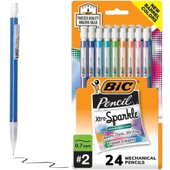 BIC Xtra Sparkle Mechanical Pencils, 0.7mm, #2 Hard Lead, 24/Pack (MPLP241-BLK)