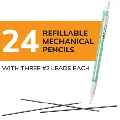 BIC Xtra Sparkle Mechanical Pencils, 0.7mm, #2 Hard Lead, 24/Pack (MPLP241-BLK)