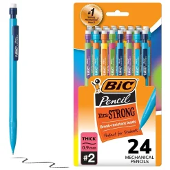 BIC Xtra Strong Mechanical Pencils, 0.9mm, #2 Hard Lead, 24/Pack (MPLWP241-BLK)