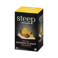 Bigelow Steep Dandelion & Peach Green & Rooibos Tea Bags, 20/Box (17715)