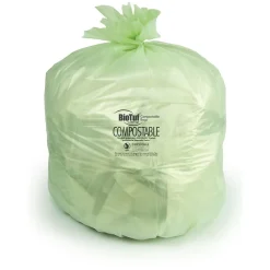 BioTuf 23 Gallon Industrial Trash Bag, 28" x 45", Low Density, 1 Mil, Light Green, 5 Rolls (Y5645YE R01)