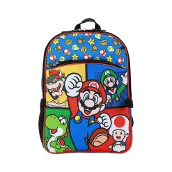 Bioworld Kids' 5-Piece Super Mario Backpack Set, Medium, Multicolor (B1B1MKLSMBSB00)