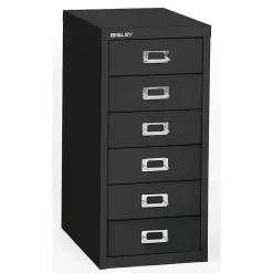 Bisley® 6-Drawer Steel Vertical File Cabinet, Black, Letter/A4 (MD6-BK)