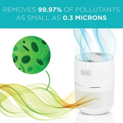 Black & Decker HEPA Tabletop Air Purifier, 3-Speed, White (BAPT02)