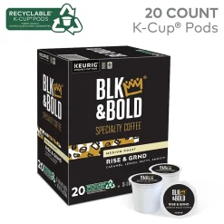BLK & Bold Rise & GRND Coffee Keurig® K-Cup® Pods, Medium Roast, 20/Box (OKB90055)
